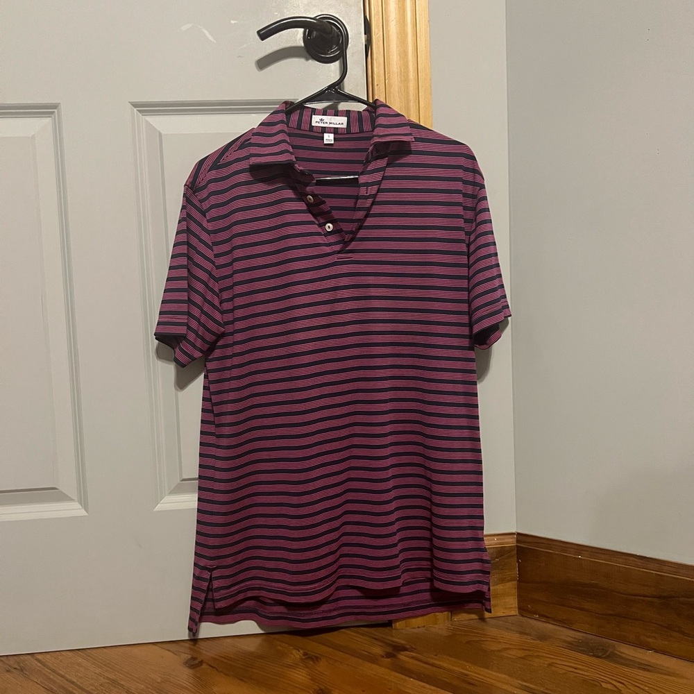 Peter Millar Purple and Black Polo Shirt Classic Stripes